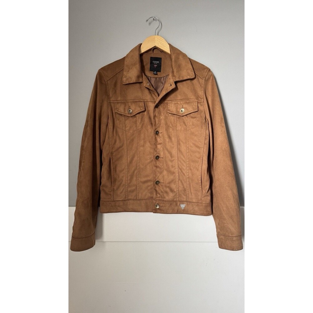 Guess Suede Trucker Jacket Brown Sued Size Small S